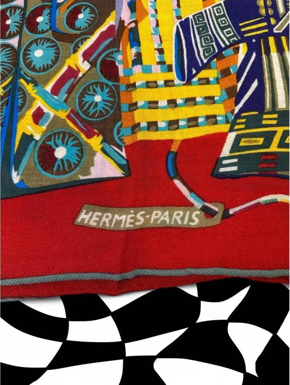 Vintage Hermes Red silk shawl